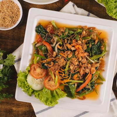 Morning Glory Spicy Salad ကန္စြန္းရြက္သုပ္ | SKY FOOD | yathar