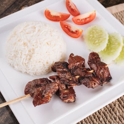 Rice with Barbecue Pork Neck ထမင္း + ဝက္ဂုတ္သားကင္ | SKY FOOD | yathar